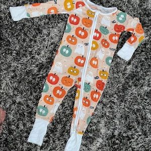 SOLDLittle sleepies pumpkin party footie pajamas